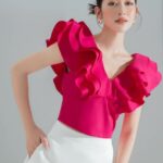 Those Studio Áo kiểu nữ , áo bánh bèo nữ màu hồng nhẹ nhàng Delia Top