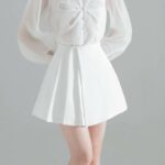 Those Studio Chân váy trắng ngắn, chân váy xếp ly nữ tính Aurora Skirt