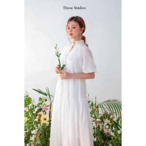 Váy xuông dáng dài qua gối, đầm dài Thosestudios nhẹ nhàng tiểu thư dài 140cm