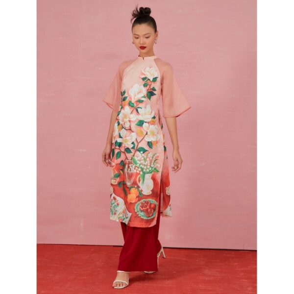 COCO SIN - Áo Dài Gấm Pattern Hoa - Hình ảnh 2