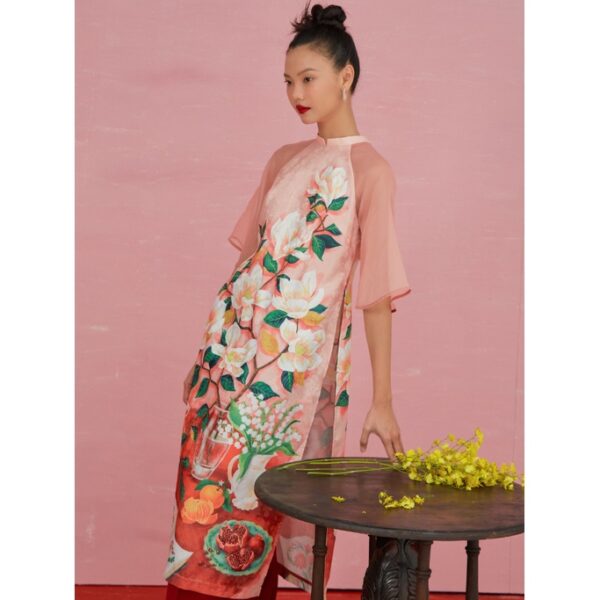 COCO SIN - Áo Dài Gấm Pattern Hoa - Hình ảnh 4