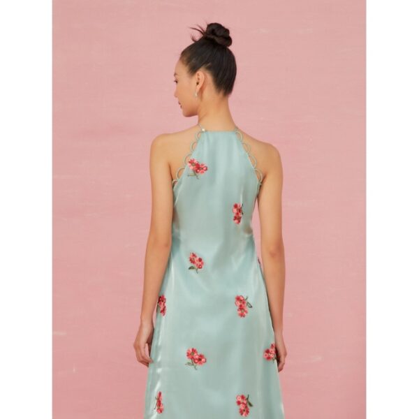 COCO SIN - Áo Dài Xanh Mint Hoa Cổ Yếm - Hình ảnh 3