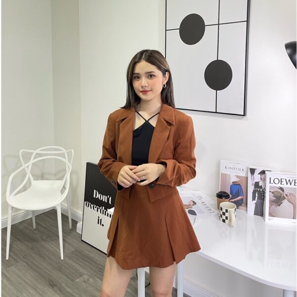 COCO SIN - Blazer Croptop Nâu - Hình ảnh 2