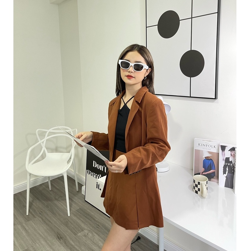 COCO SIN – Blazer Croptop Nâu