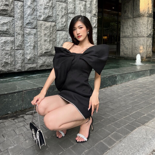 COCO SIN - Đầm Tapta Đen Nơ - Hình ảnh 2