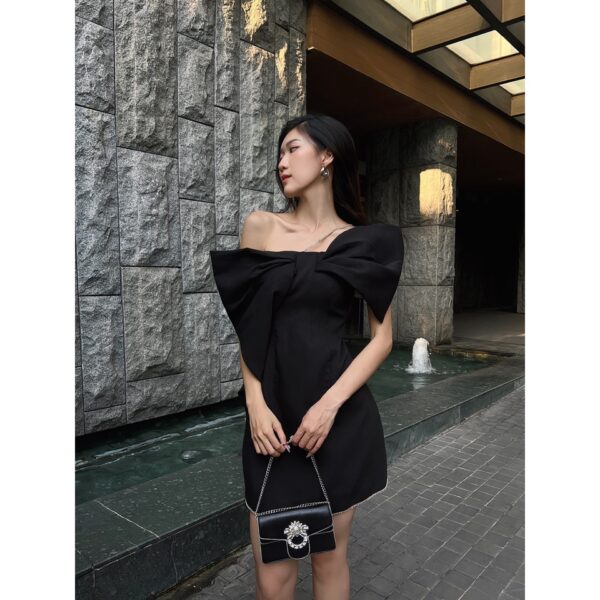 COCO SIN - Đầm Tapta Đen Nơ - Hình ảnh 3