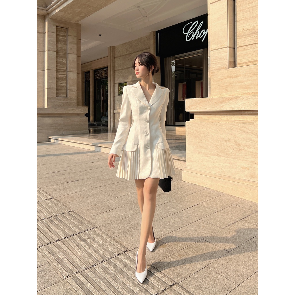 COCO SIN – Đầm Vest Đính Đá Phối Dập Ly