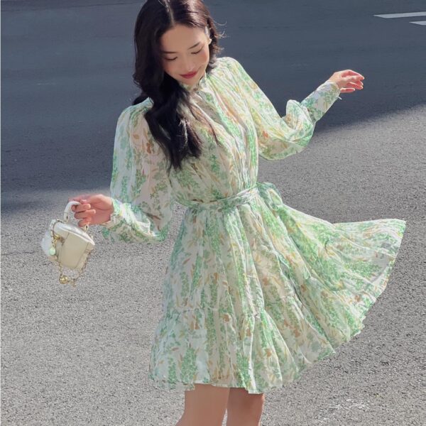 COCO SIN - Đầm Voan Hoa Xanh Green - Hình ảnh 2