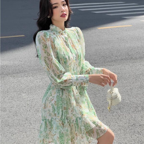 COCO SIN - Đầm Voan Hoa Xanh Green - Hình ảnh 3