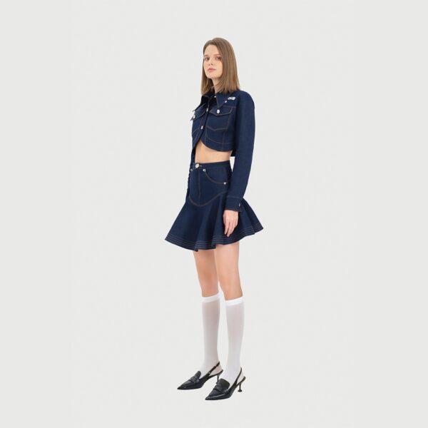 DEAR JOSÉ - Áo khoác croptop Morning Star vảidenim xanh navy - Hình ảnh 2