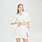 DEAR JOSÉ – Đầm ngắn cắt eo Adella vải linen trắng ngà