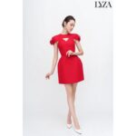 [Mã BMLTM100 giảm đến 100K đơn 499K] LYZA- Đầm đỏ đính nơ tay Peony Dress