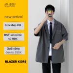 Áo blazer bigsize ngắn tay lỡ tay màu xám form rộng BZ17 Mrhero thời trang nam Hàn Quốc M.RO thiết kế basic dễ phối