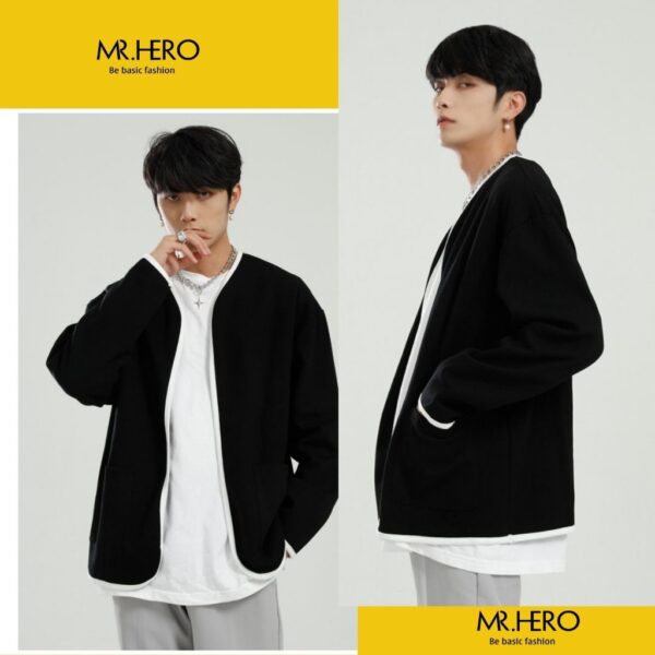 Áo Blazer Nam Dài Tay Form Dáng Rộng Phối Viến Trắng Không Cổ MrHero Thời Trang Phong Cách Hàn Quốc BZ13 M.RO - Hình ảnh 7