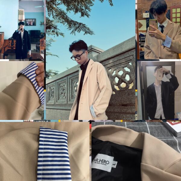 Áo blazer nam form rộng MrHero phối cổ tay sành điệu Hàn Quốc Thời trang nam M.RO màu be đen- BZ12 - Ảnh 8