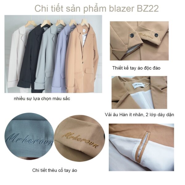 Áo khoác blazer dài tay vest nam BZ22 M.RO thời trang phong cách Hàn Quốc Mrhero 5 màu - Hình ảnh 8