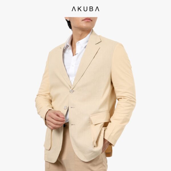 Áo Khoác Blazer Nam AKUBA, form slimfit, vải dệt fresco nhập khẩu, có 2 nút, mềm mịn 01K0332