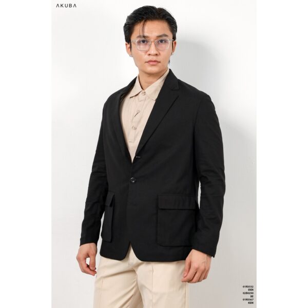 Áo Khoác Blazer Nam AKUBA, form slimfit, vải dệt fresco nhập khẩu, có 2 nút, mềm mịn 01K0332 - Hình ảnh 3