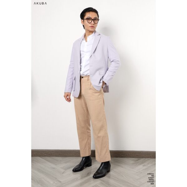 Áo Khoác Blazer Nam AKUBA, form slimfit, vải dệt fresco nhập khẩu, có 2 nút, mềm mịn 01K0332 - Hình ảnh 4