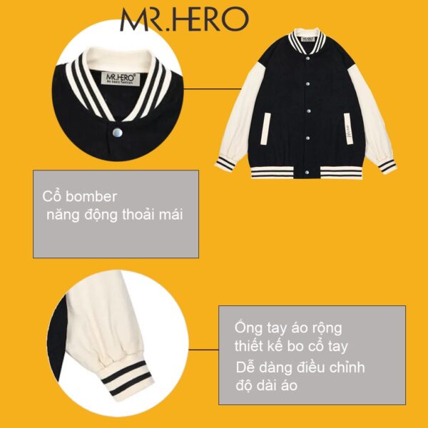 Áo khoác bomber BB06 M.RO unisex 4 màu chất nhung tăm form rộng Thời trang nam Mrherovn - Ảnh 6