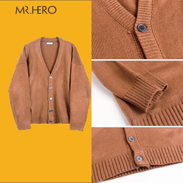 Áo khoác cardigan nam cổ chữ V chất liệu len M.RO CD04 form rộng phong cách Hàn Quốc Mrhero áo khoác nhẹ mùa thu đông - Hình ảnh 5