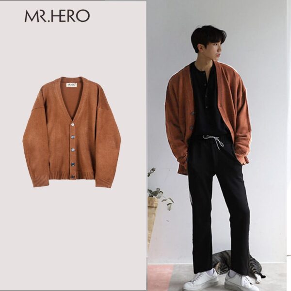 Áo khoác cardigan nam cổ chữ V chất liệu len M.RO CD04 form rộng phong cách Hàn Quốc Mrhero áo khoác nhẹ mùa thu đông