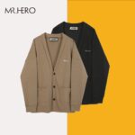 Áo khoác cardigan nam chất nỉ CD03 M.RO giữ ấm mùa thu đông dáng ngắn phong cách Hàn Quốc Mrhero màu nâu đen dễ phối đồ