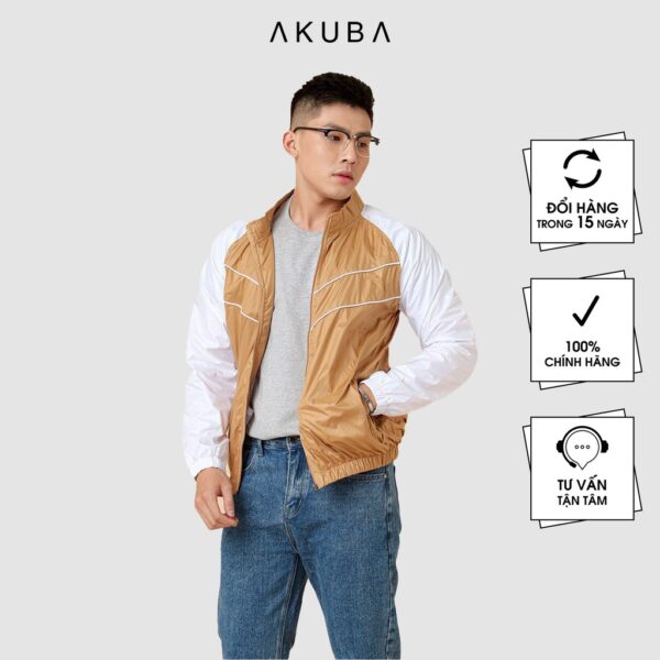 Áo khoác dù nam 2 lớp AKUBA form slimfit, mặc thoáng mát, chống nắng tốt 01IW019 - Hình ảnh 2