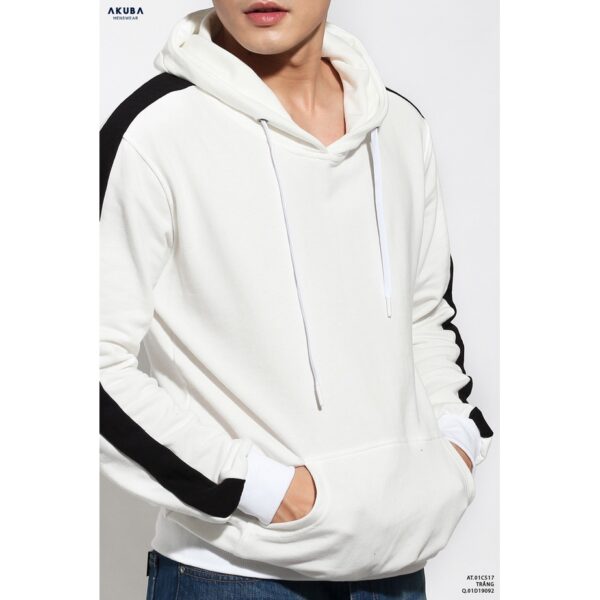 Áo khoác hoodie trơn chất nỉ Akuba họa tiết sọc tay, thể thao, năng động 01C517 - Hình ảnh 8