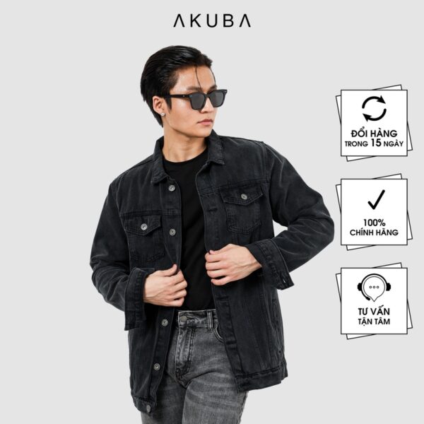 Áo Khoác Jeans nam form slimfit AKUBA phong cách Hàn Quốc| 01D0216 - Hình ảnh 2