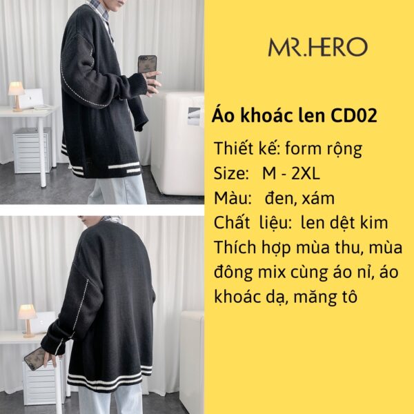 Áo khoác len cardigan CD02 CD06 M.RO dáng ngắn form dáng rộng dài tay gài cúc phong cách Hàn Quốc mùa đông - Hình ảnh 8