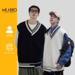 Áo len ghile sweater không tay cổ tim mỏng nhẹ AL25 M.RO form rộng phong cách Hàn Quốc nhiều màu dễ phối Mrhero