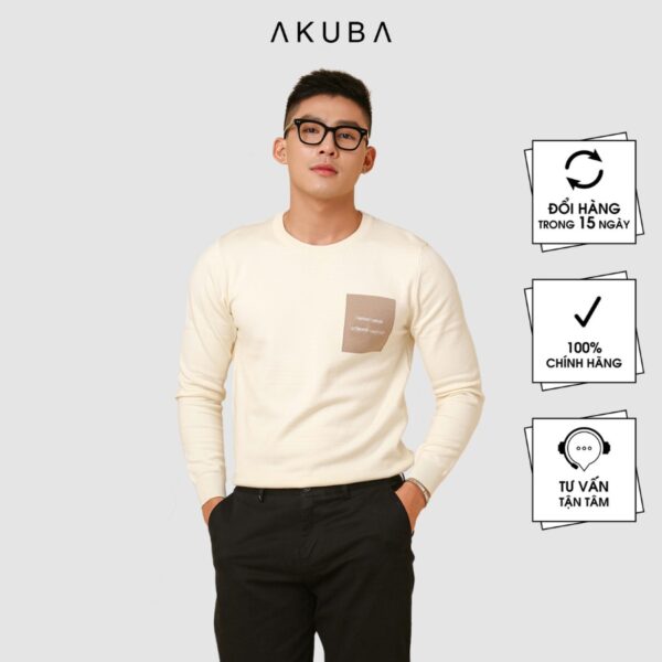 Áo len tay dài Akuba chất len dệt kim mềm mịn form slimfit 029052 - Ảnh 2