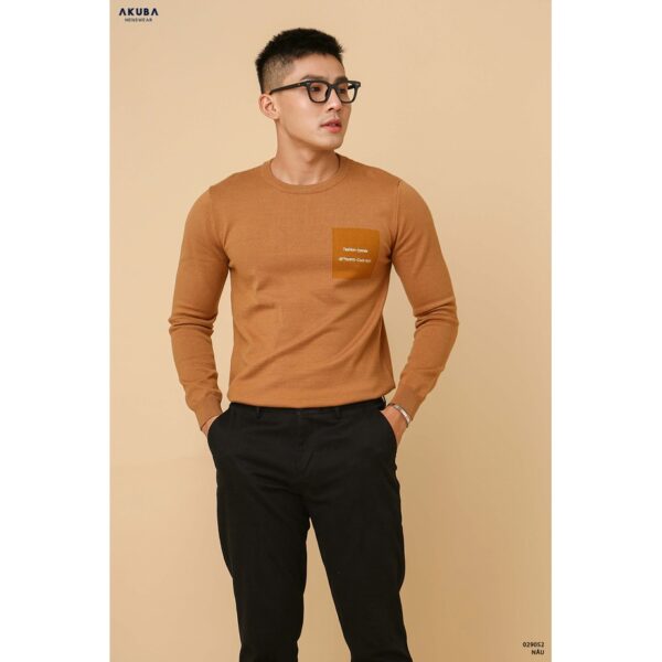 Áo len tay dài Akuba chất len dệt kim mềm mịn form slimfit 029052 - Ảnh 4