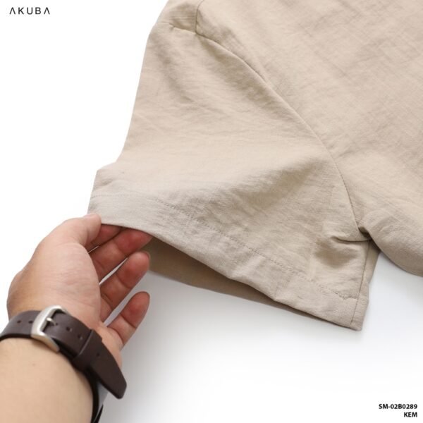 Áo linen nam có cổ tay ngắn trơn AKUBA form regular, vải linen nhẹ, thấm hút cực tốt, thân thiện môi trường 02B0289 - Hình ảnh 7