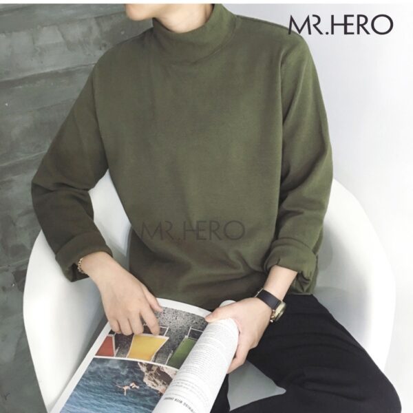 Áo nỉ thun sweater unisex dài tay cổ lọ 3 phân AN03 M.RO phong cách Hàn Quốc chất liệu cotton borip - MrHero - Hình ảnh 6