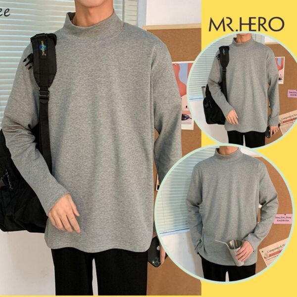 Áo nỉ thun sweater unisex dài tay cổ lọ 3 phân AN03 M.RO phong cách Hàn Quốc chất liệu cotton borip - MrHero - Hình ảnh 7