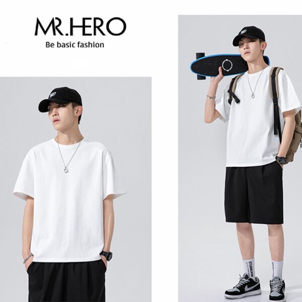 Áo Phông Nam Cổ Tròn Chất Liệu Thun Cotton 100% AP05 M.RO Dáng Rộng Ngắn Tay Màu Đen Trắng - Hình ảnh 3