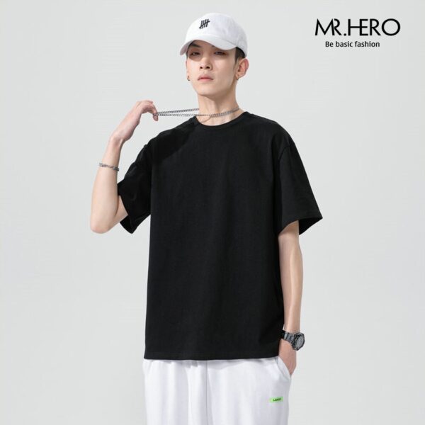 Áo Phông Nam Cổ Tròn Chất Liệu Thun Cotton 100% AP05 M.RO Dáng Rộng Ngắn Tay Màu Đen Trắng - Hình ảnh 8