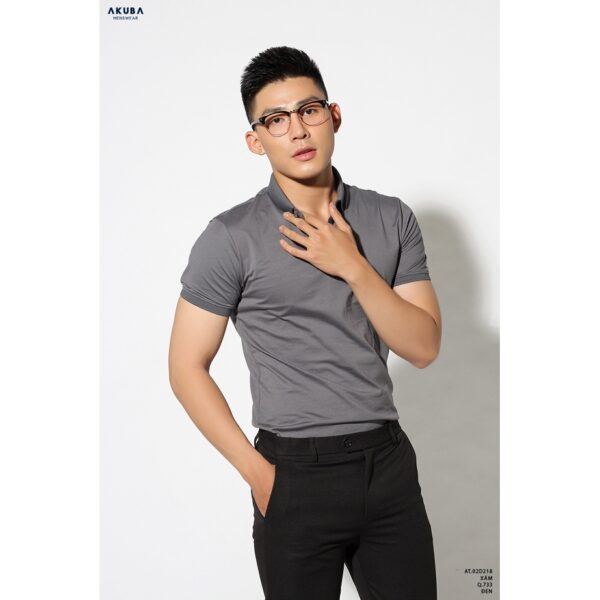 Áo polo nam trơn thanh lịch Akuba form slimfit chất cotton mát mịn co giãn tốt 02D218 - Hình ảnh 4