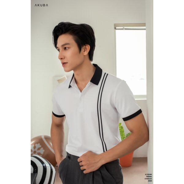 Áo polo nam vải cá sấu cotton AKUBA form slimfit, chất liệu thoáng mát, mềm mại, thấm hút mồ hôi tốt | 01J0589 - Hình ảnh 8