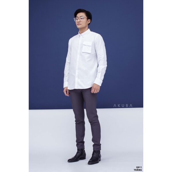 Áo sơ mi Akuba công sở form slimfit chất cotton thấm hút tốt 2811 - Hình ảnh 2