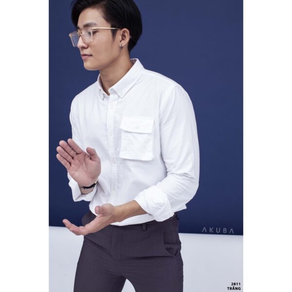 Áo sơ mi Akuba công sở form slimfit chất cotton thấm hút tốt 2811 - Hình ảnh 4