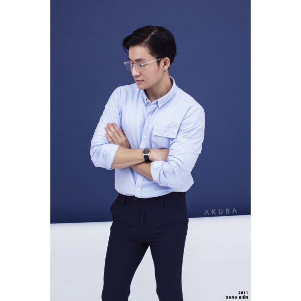 Áo sơ mi Akuba công sở form slimfit chất cotton thấm hút tốt 2811 - Hình ảnh 6