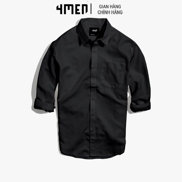 Áo sơ mi nam oxford trơn đẹp 4MEN SM070 tay dài form suông regular, vải oxford thoáng mát, mềm mịn - Ảnh 4