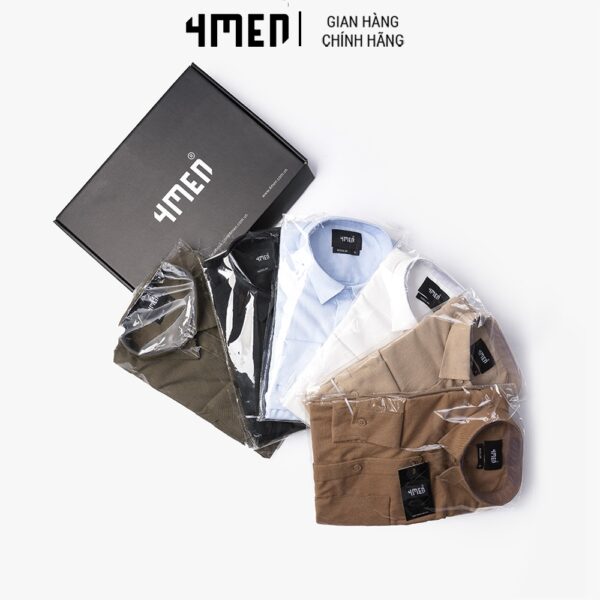 Áo sơ mi nam oxford trơn đẹp 4MEN SM070 tay dài form suông regular, vải oxford thoáng mát, mềm mịn - Ảnh 7