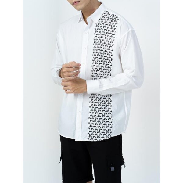 Áo Sơ Mi Nam Phối Họa Tiết 4MEN SM012 vải cotton pha polyester mềm mại, thấm mồ hôi, thoáng mát, trẻ trung - Ảnh 2