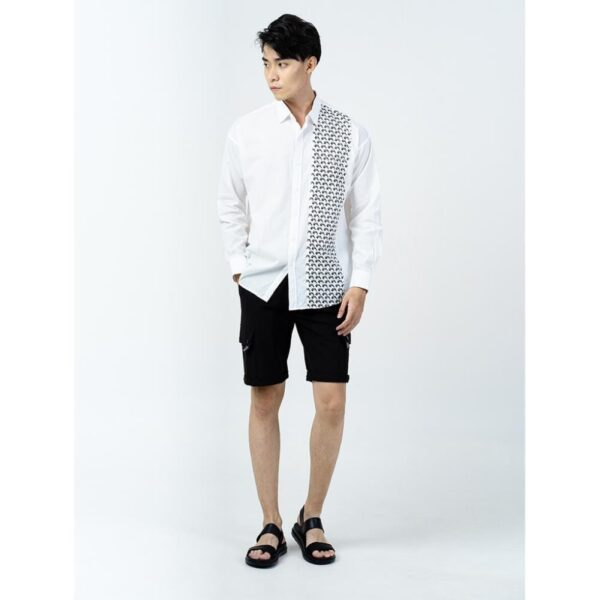 Áo Sơ Mi Nam Phối Họa Tiết 4MEN SM012 vải cotton pha polyester mềm mại, thấm mồ hôi, thoáng mát, trẻ trung - Ảnh 4
