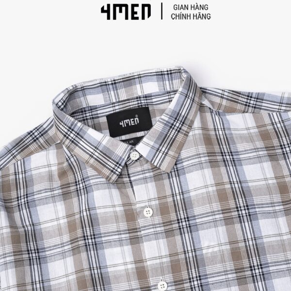 Áo Sơ Mi Nam Regular Caro 4MEN ASM097 cổ truyền thống, vải cotton thoáng mái, form dáng đẹp, trẻ rung hiện đại - Hình ảnh 2