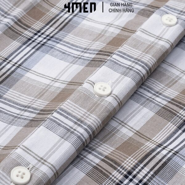 Áo Sơ Mi Nam Regular Caro 4MEN ASM097 cổ truyền thống, vải cotton thoáng mái, form dáng đẹp, trẻ rung hiện đại - Hình ảnh 5